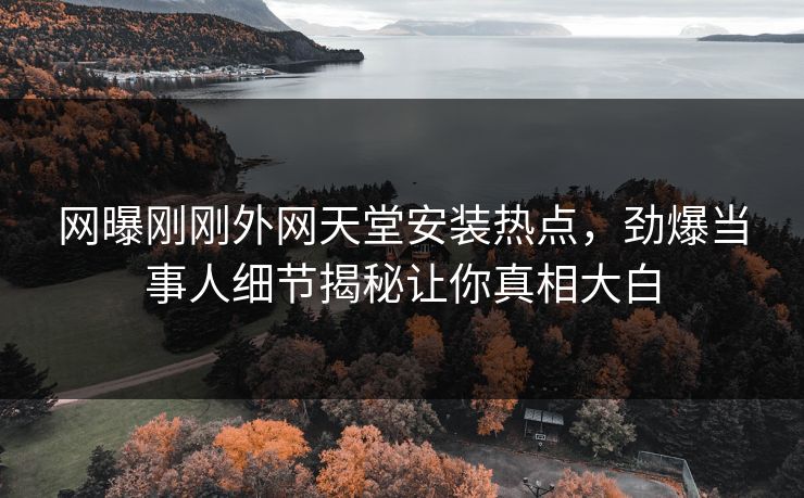 网曝刚刚外网天堂安装热点，劲爆当事人细节揭秘让你真相大白