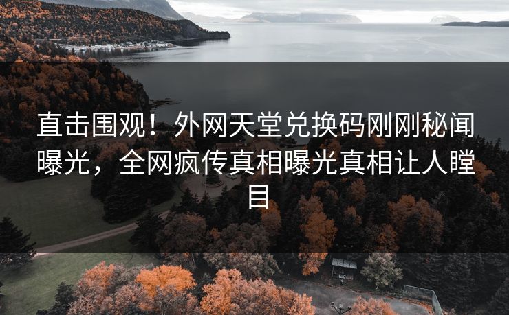 直击围观！外网天堂兑换码刚刚秘闻曝光，全网疯传真相曝光真相让人瞠目