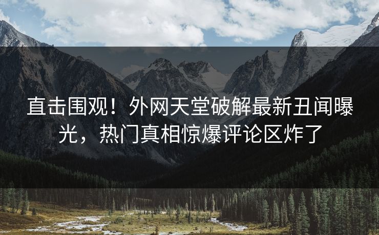 直击围观！外网天堂破解最新丑闻曝光，热门真相惊爆评论区炸了