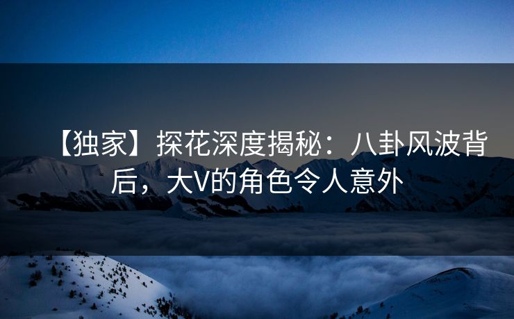 【独家】探花深度揭秘：八卦风波背后，大V的角色令人意外