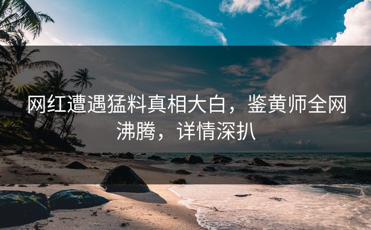网红遭遇猛料真相大白，鉴黄师全网沸腾，详情深扒