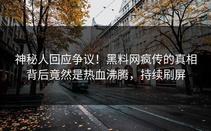 神秘人回应争议！黑料网疯传的真相背后竟然是热血沸腾，持续刷屏