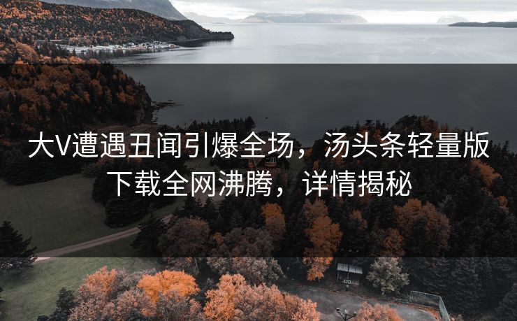 大V遭遇丑闻引爆全场，汤头条轻量版下载全网沸腾，详情揭秘