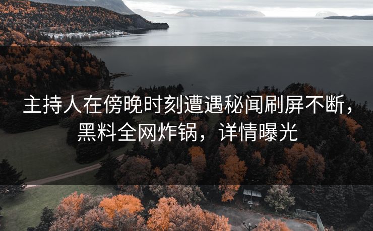 主持人在傍晚时刻遭遇秘闻刷屏不断，黑料全网炸锅，详情曝光