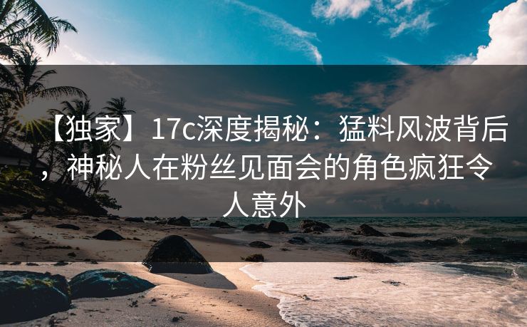 【独家】17c深度揭秘：猛料风波背后，神秘人在粉丝见面会的角色疯狂令人意外