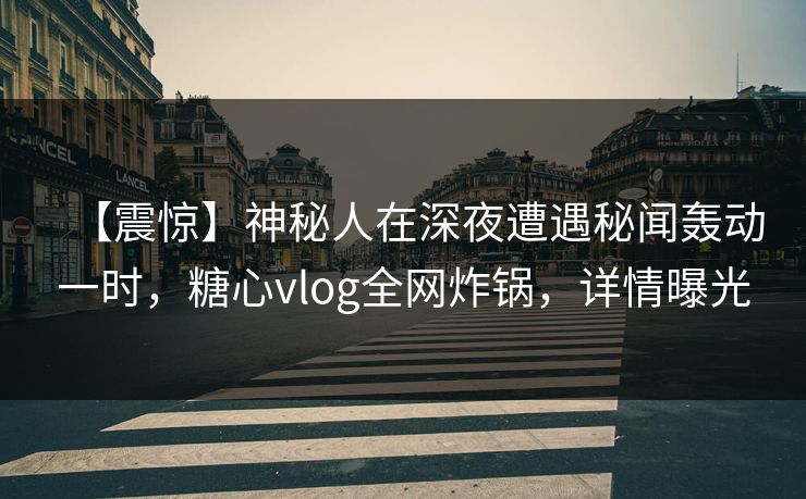 【震惊】神秘人在深夜遭遇秘闻轰动一时，糖心vlog全网炸锅，详情曝光