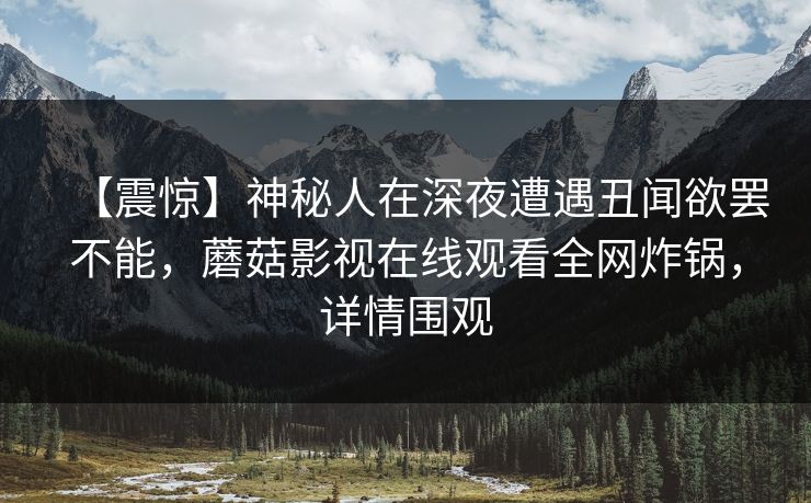 【震惊】神秘人在深夜遭遇丑闻欲罢不能，蘑菇影视在线观看全网炸锅，详情围观