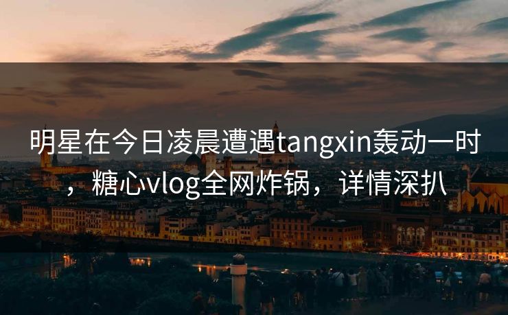 明星在今日凌晨遭遇tangxin轰动一时，糖心vlog全网炸锅，详情深扒