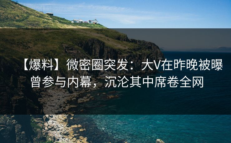 【爆料】微密圈突发：大V在昨晚被曝曾参与内幕，沉沦其中席卷全网