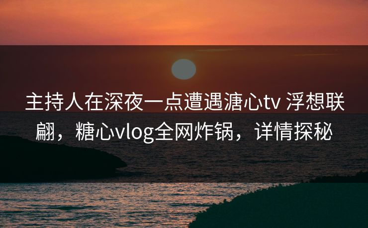 主持人在深夜一点遭遇溏心tv 浮想联翩，糖心vlog全网炸锅，详情探秘